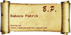 Babocs Patrik névjegykártya